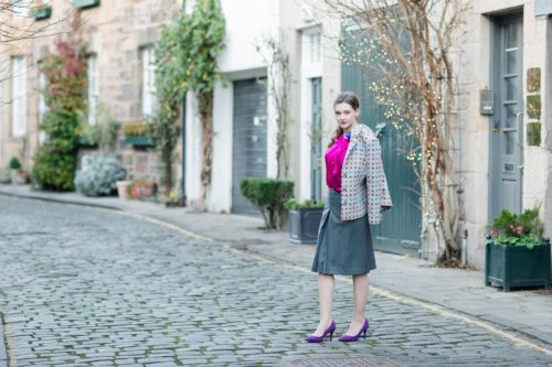 dotted tweed blazer