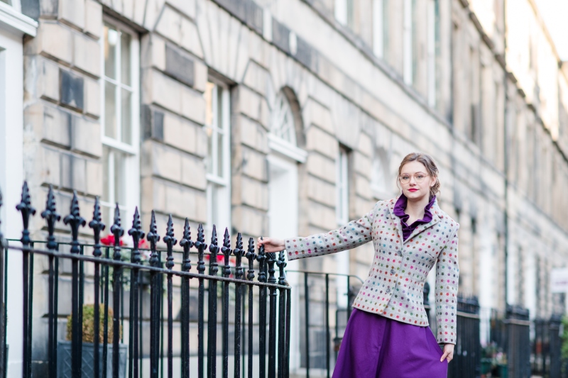 dotted tweed blazer