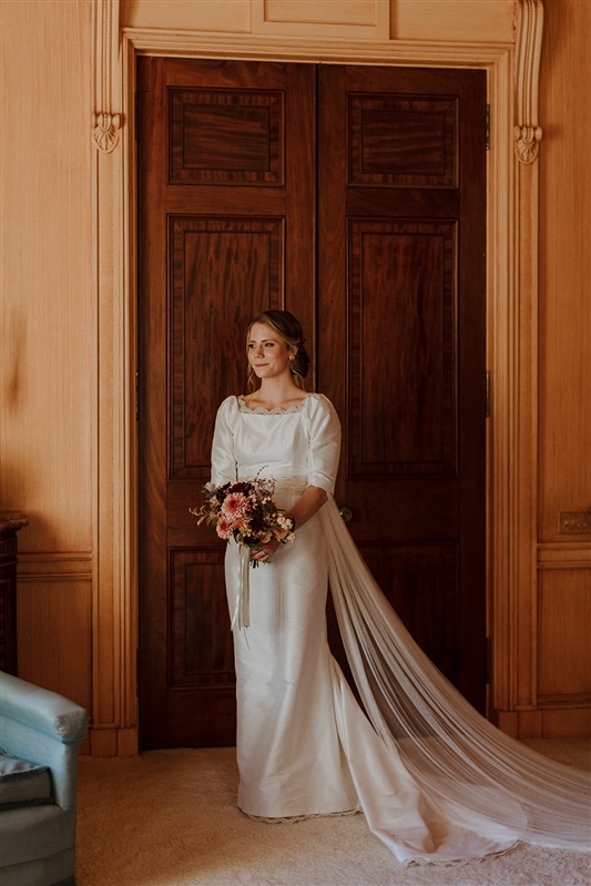 Silk Wedding dress with vintage lace