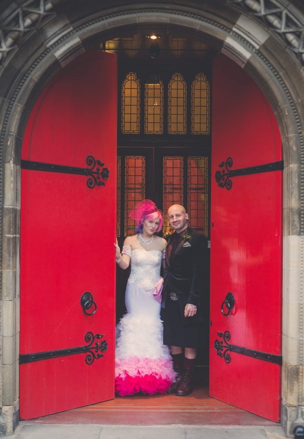 Fuschia pink wedding dress