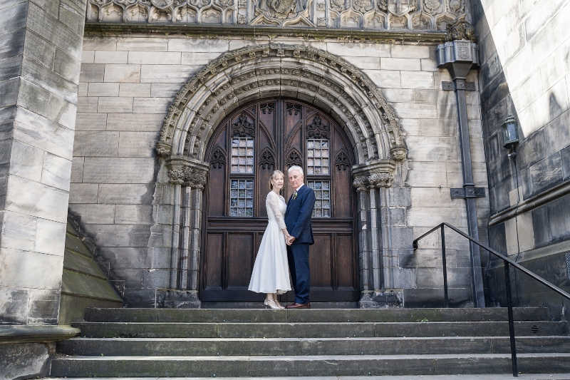 Bride and Groom on steps