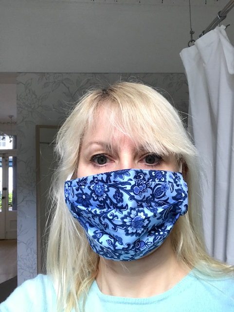 face mask pale blue with navy