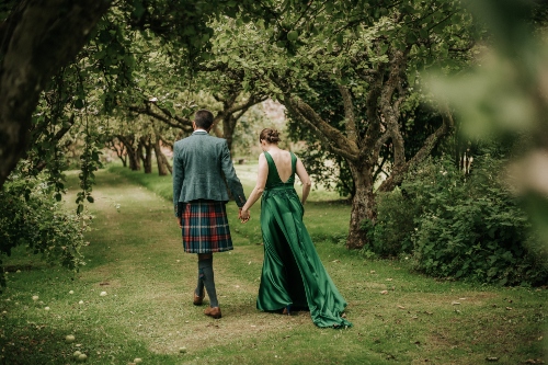 Green Wedding Dress,  Low Back, silk wedding dress, Hand beading