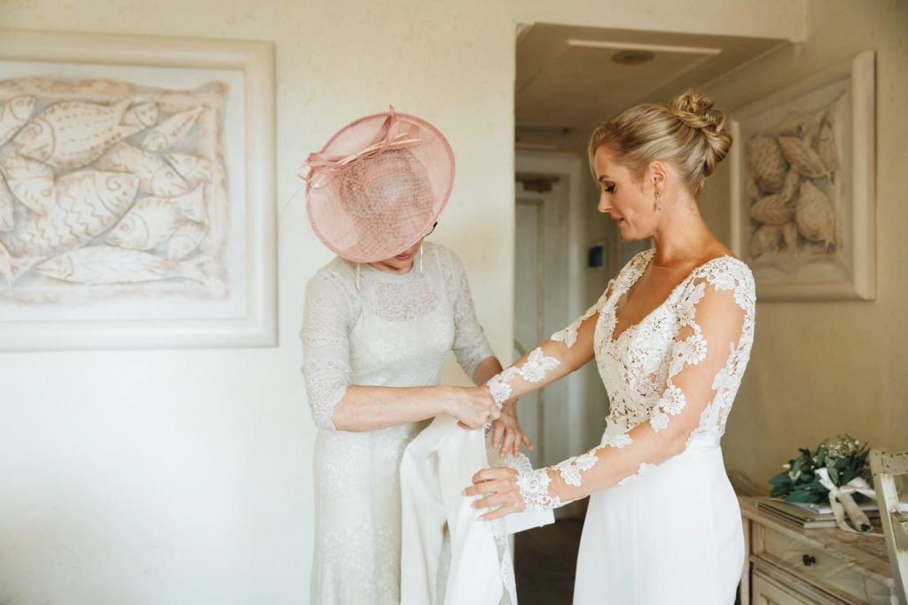 Sicily Wedding Dress, getting ready