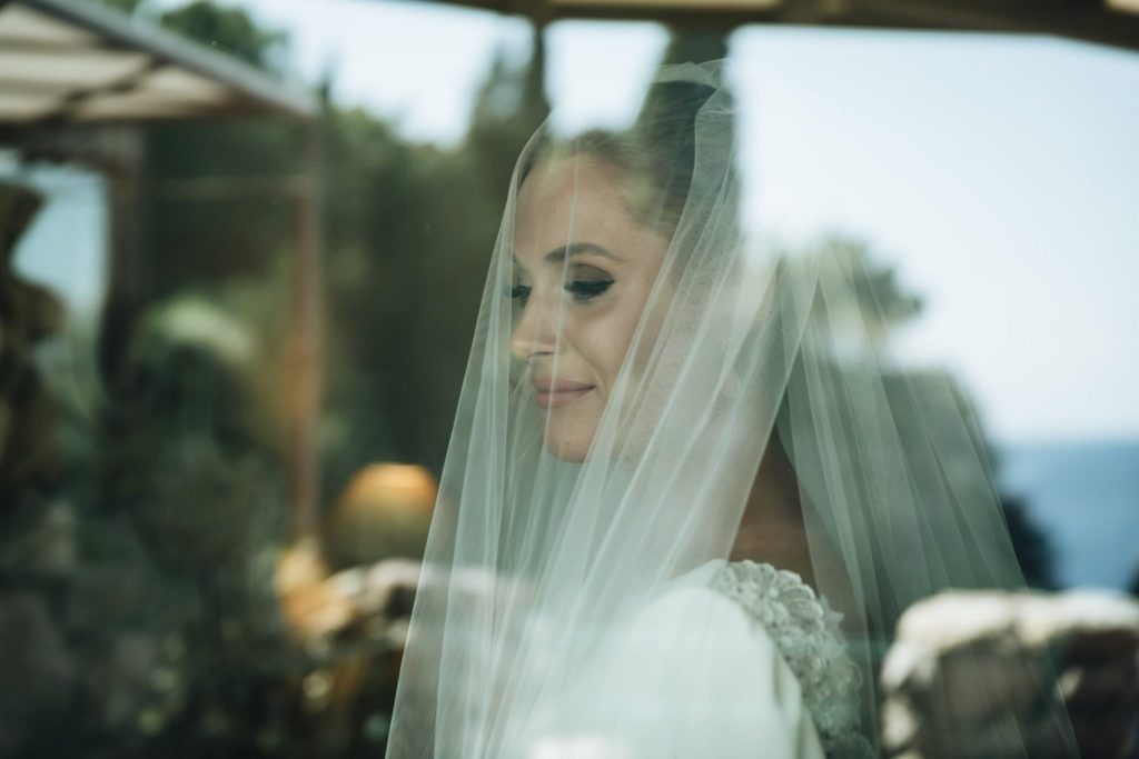 bride with handmade veil