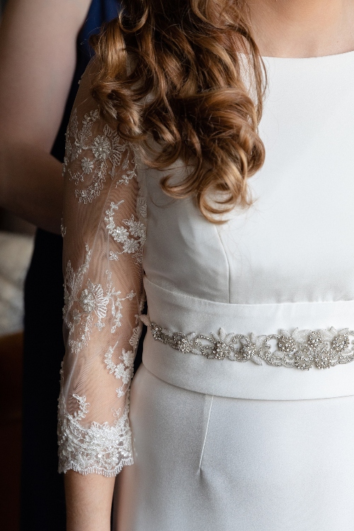 belt detail on wedding dress
