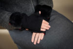 fingerless gloves with red lining