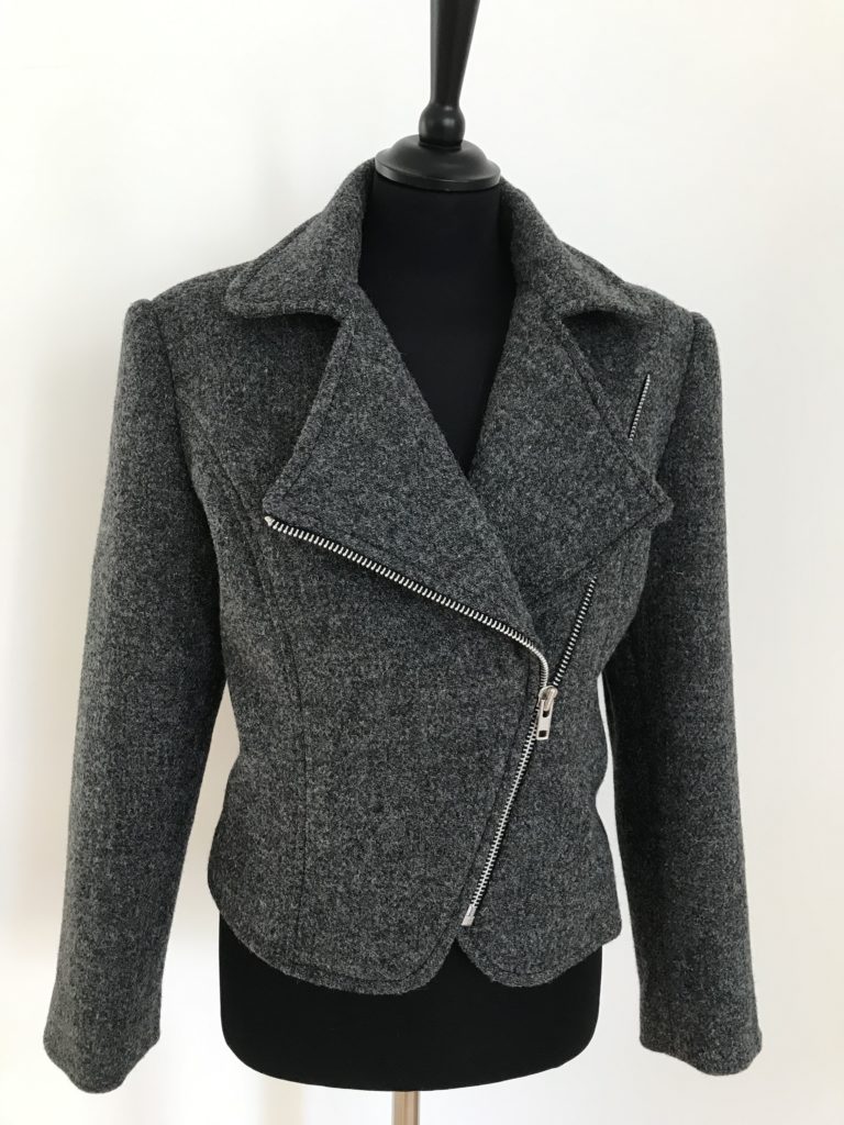 Harris Tweed biker jacket worn open