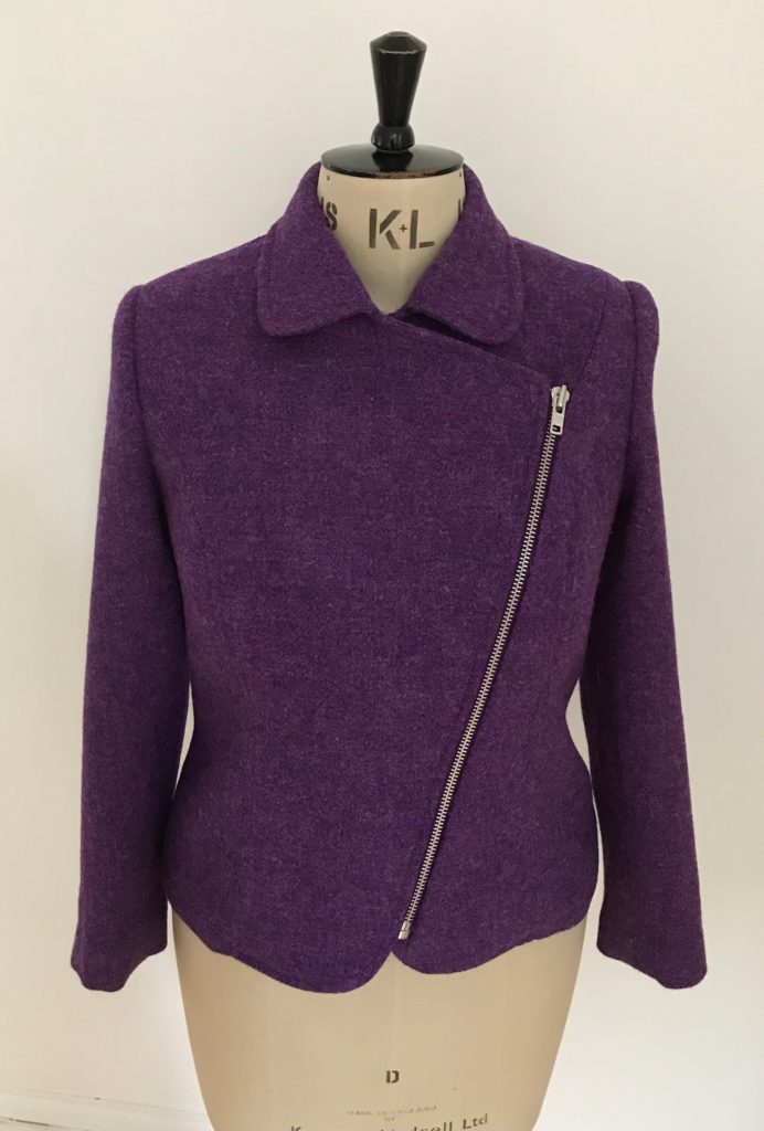 harris tweed biker jacket purple