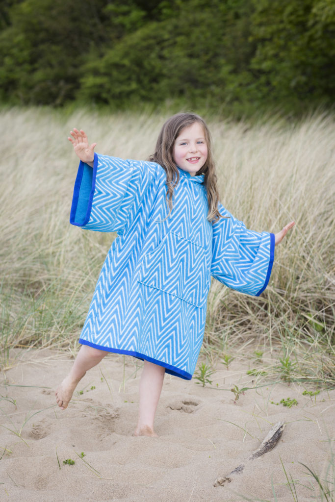 beach poncho in blue and turquoise