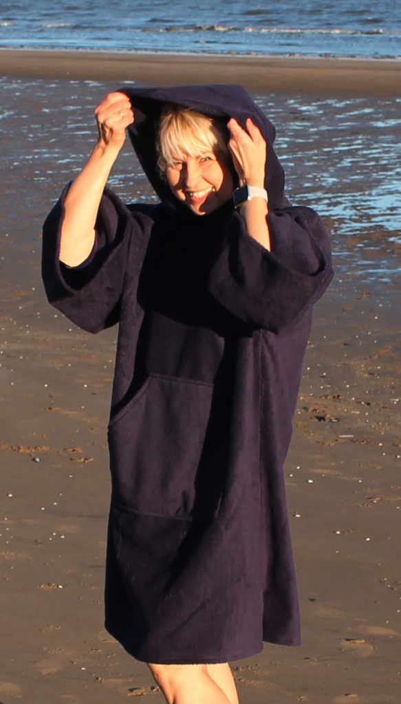 hooded drying robe navy