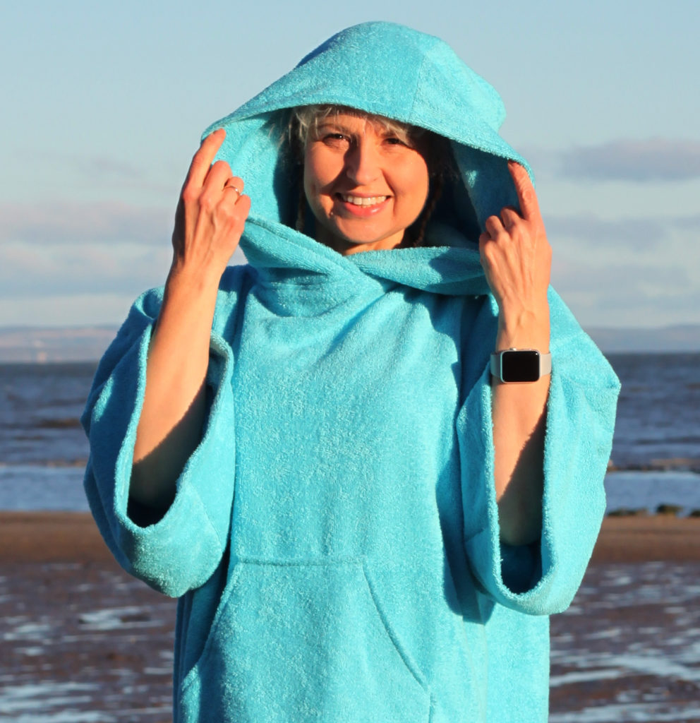 turquoise hooded towel