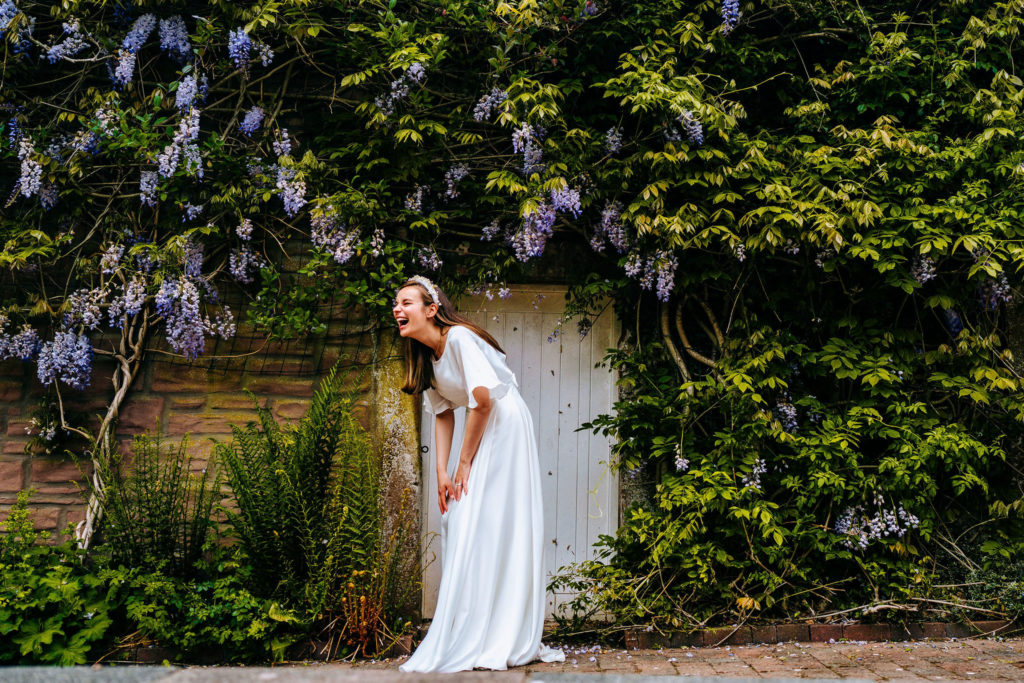 silk wedding dress for lake district garden wedding