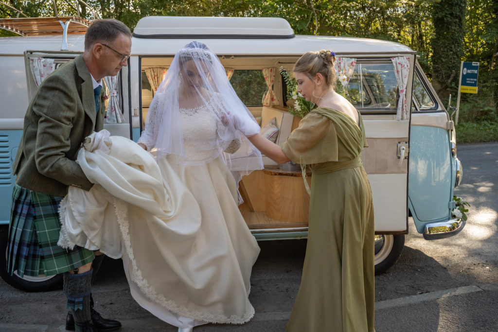 Bride arriving in VW