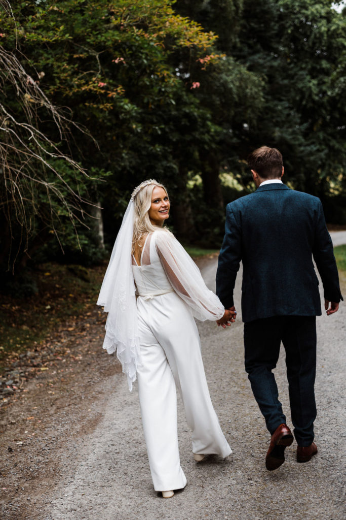 bridal jumpsuit back view