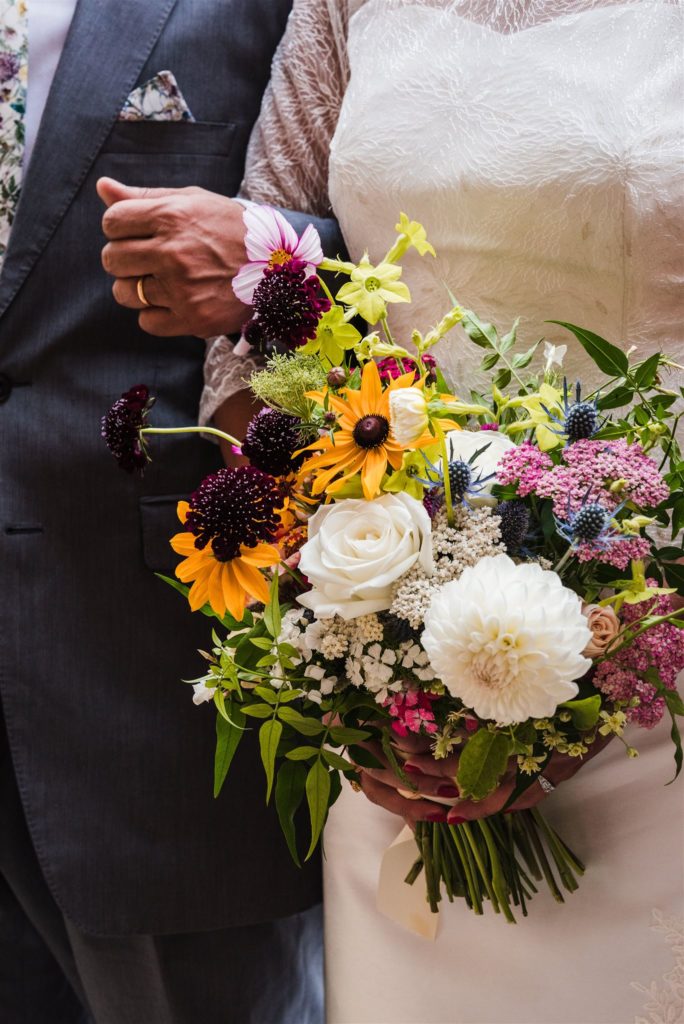 beautiful mixed wedding flowers