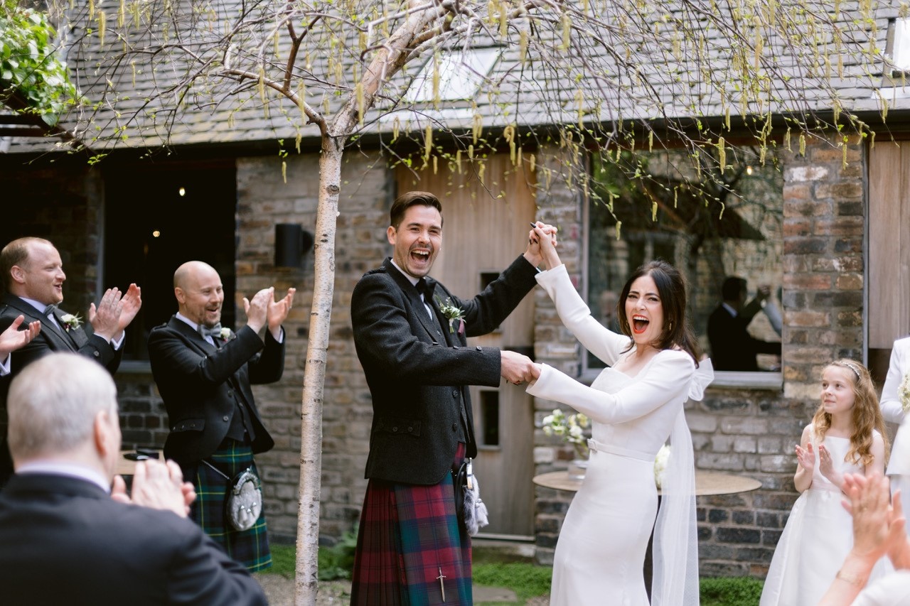 outdoors ceremony at city center wedding