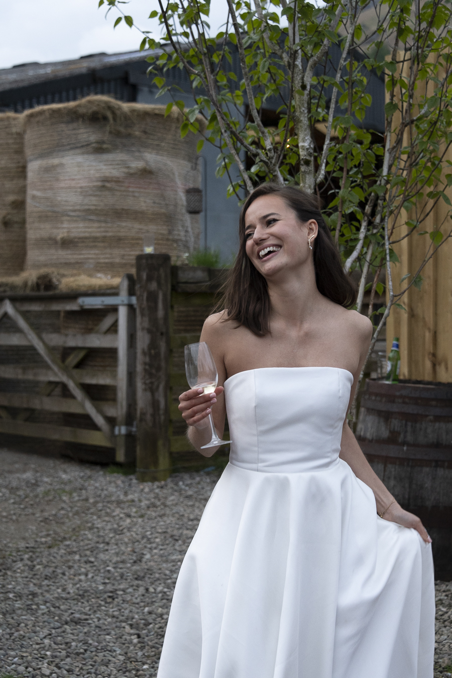 Mikado wedding dress for Scottish highland wedding