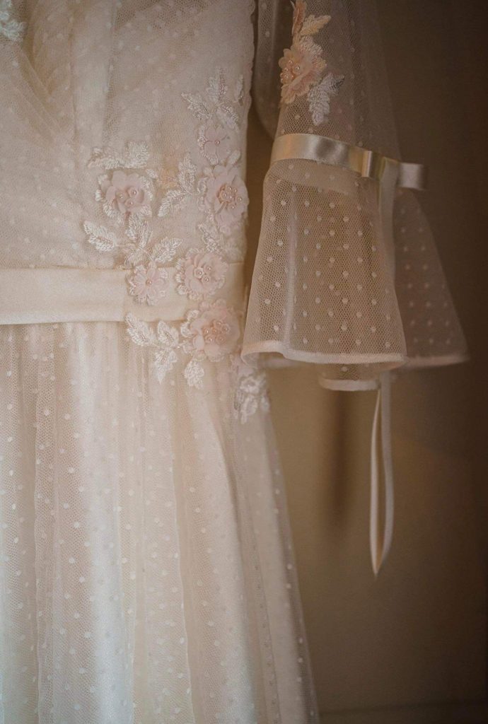 lace details on romantic vintage style wedding dress