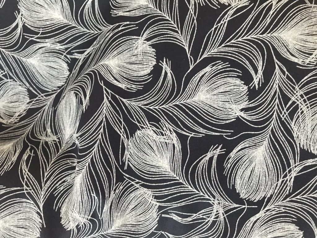 black with grey feather print