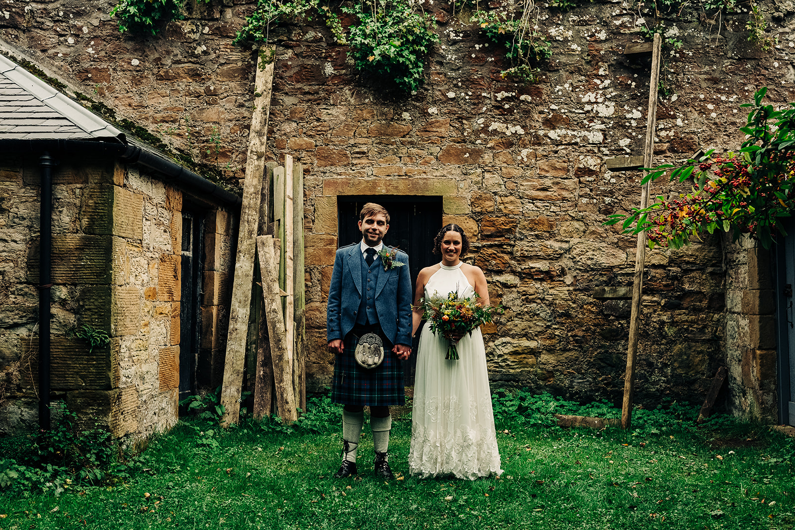 scottish bride and groom portrait