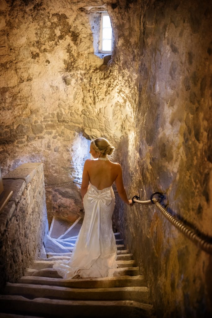 bride in the keep at Dundas Castle