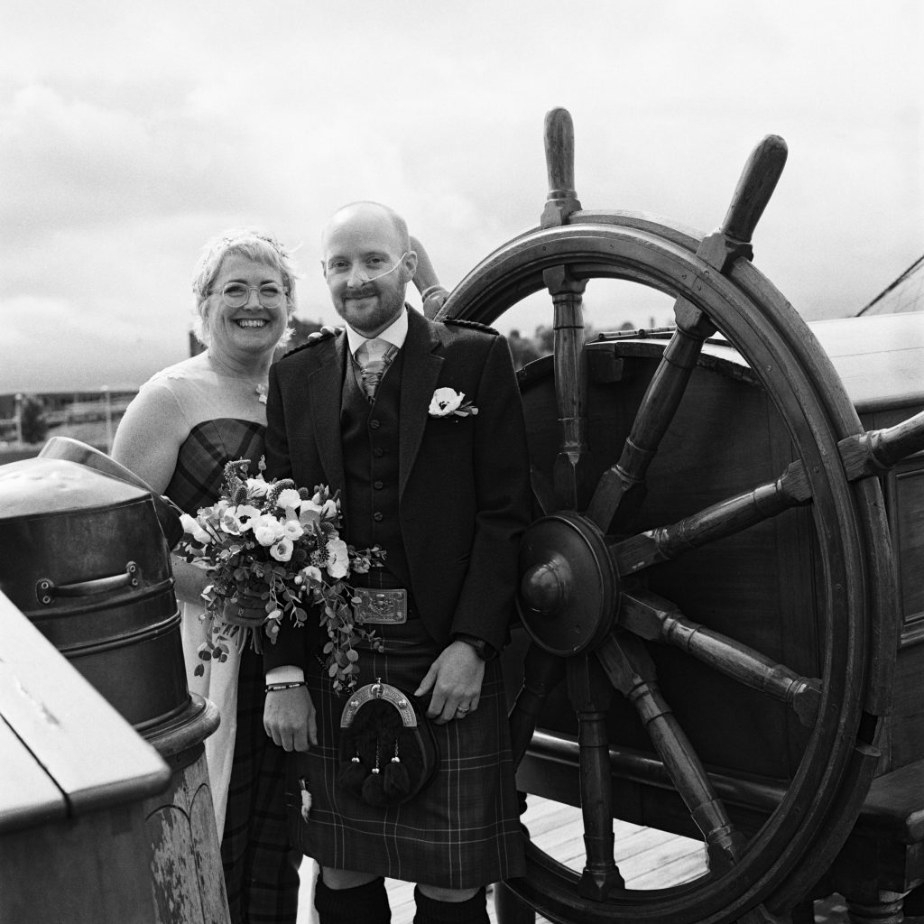 Bride and groom on board