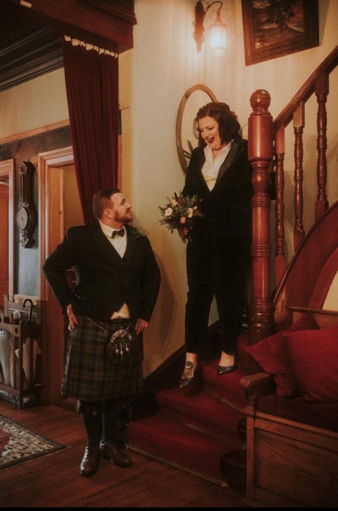 first look bride and groom at scottish elopement