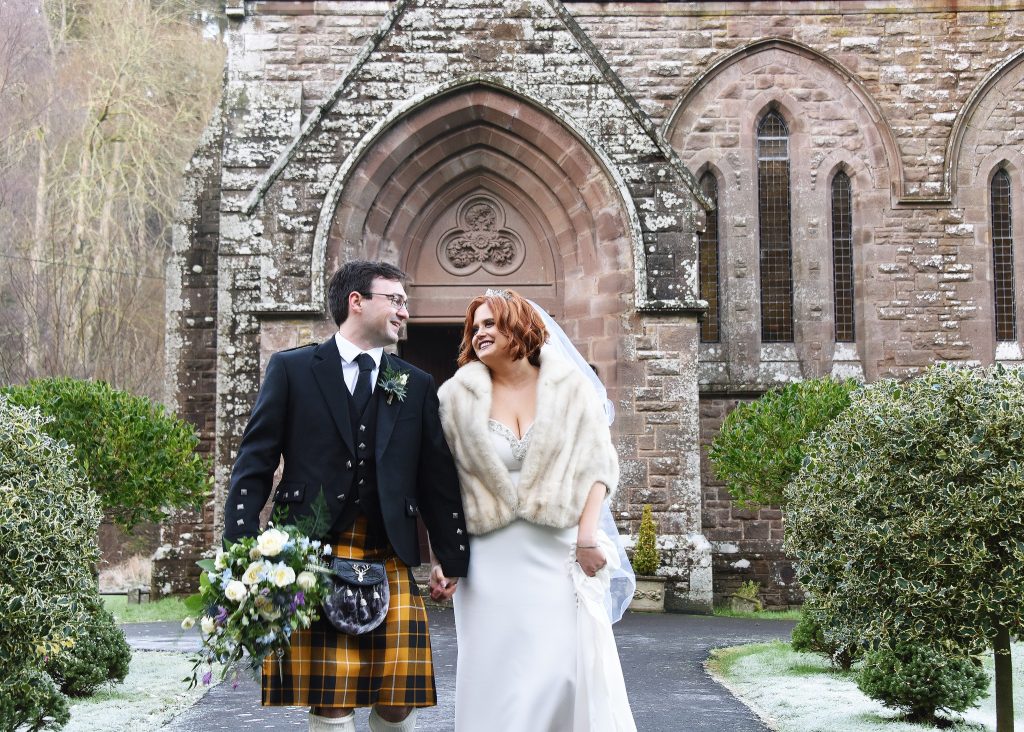 Beautiful bride and groom at Aberdeenshire wedding