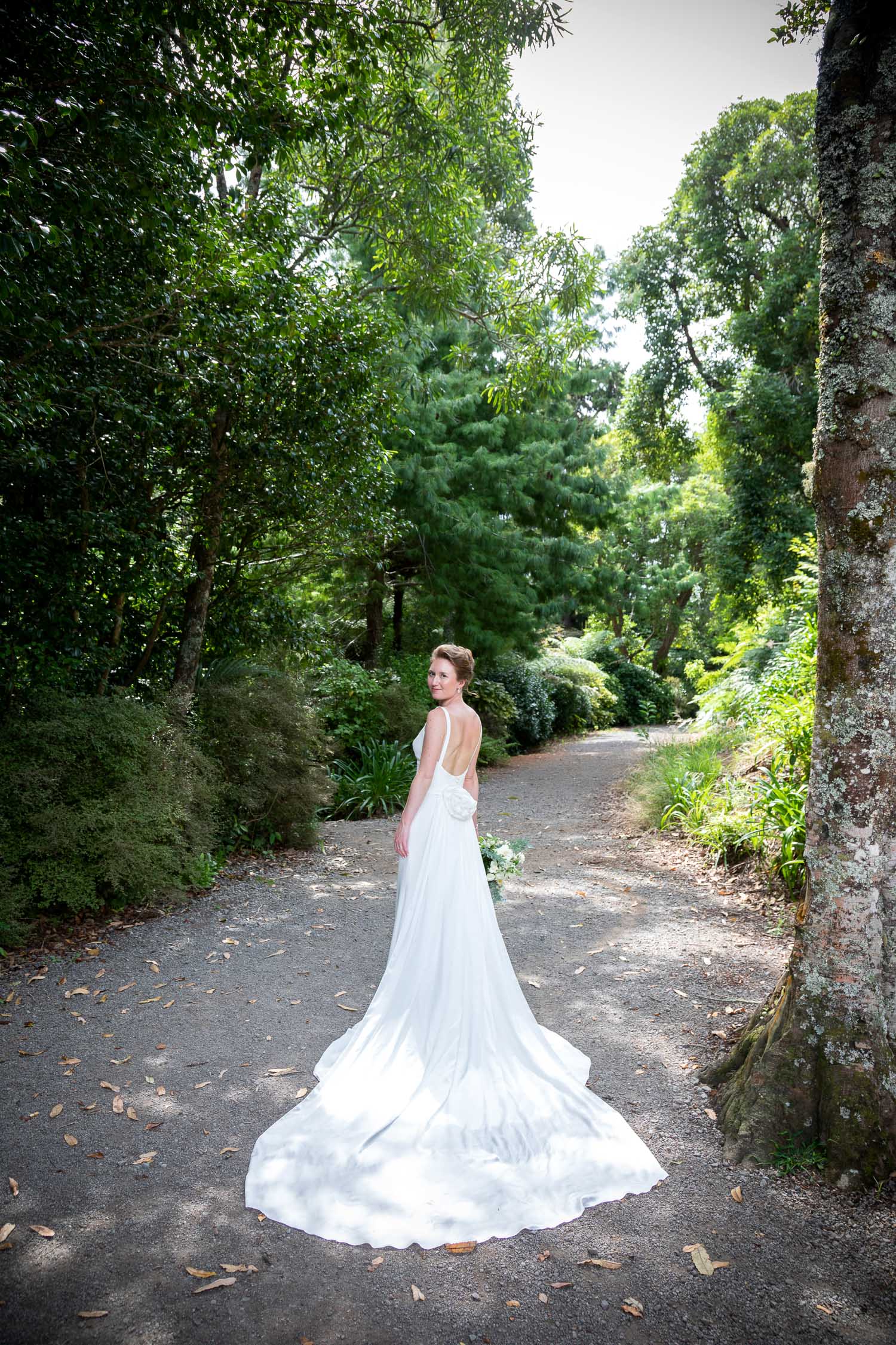 silk dress with long detachable train