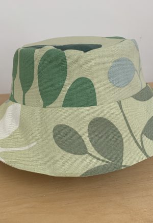 green patterned sun hat or bucket hat