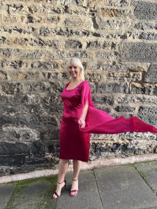 pink silky dress