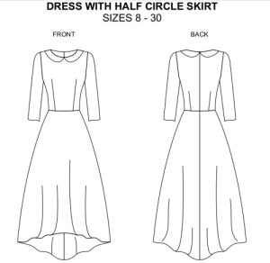 Sketch of dress with half circle skirt